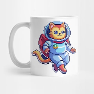 Retro Pixel Space Cat Mug